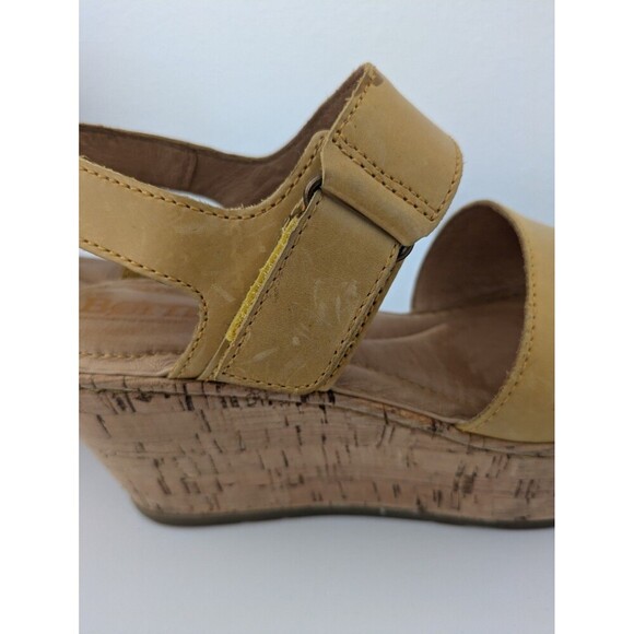 Born Yellow Leather Platform Mae Strappy Sandals Cork Wedge Heel Women's sz 6M - Picture 6 of 12